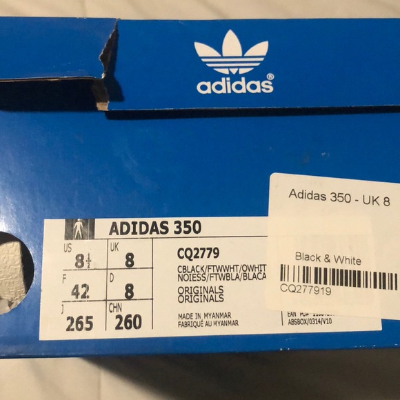 ADIDAS 350 - Mens - Black/White - size US8.5/UK8 - Picture 4 of 4
